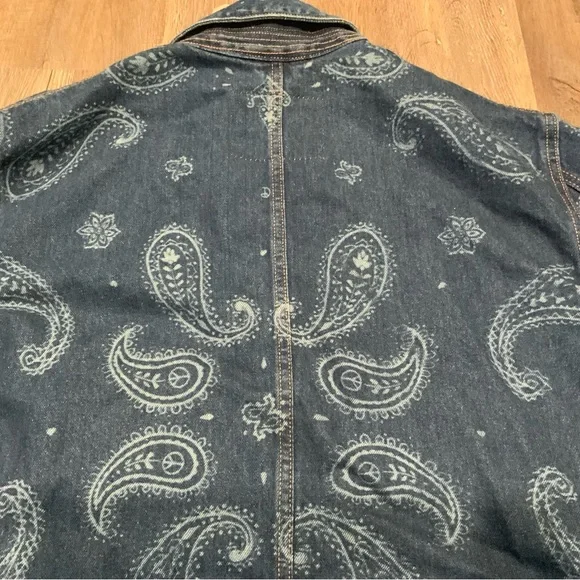 LEVI'S x SNOOP DOGG BLUE PAISLEY/BANDANA 420 HEMP DENIM CHORE JACKET Men's Sz S
